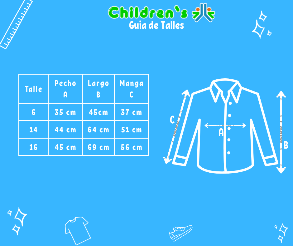 Guia de talles Camisa Manga Larga Sport Escocesa