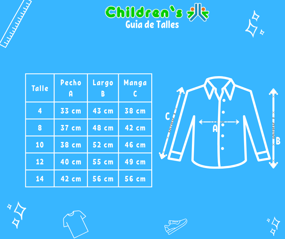 Guia de talles Camisa Manga Larga Sport Rayada