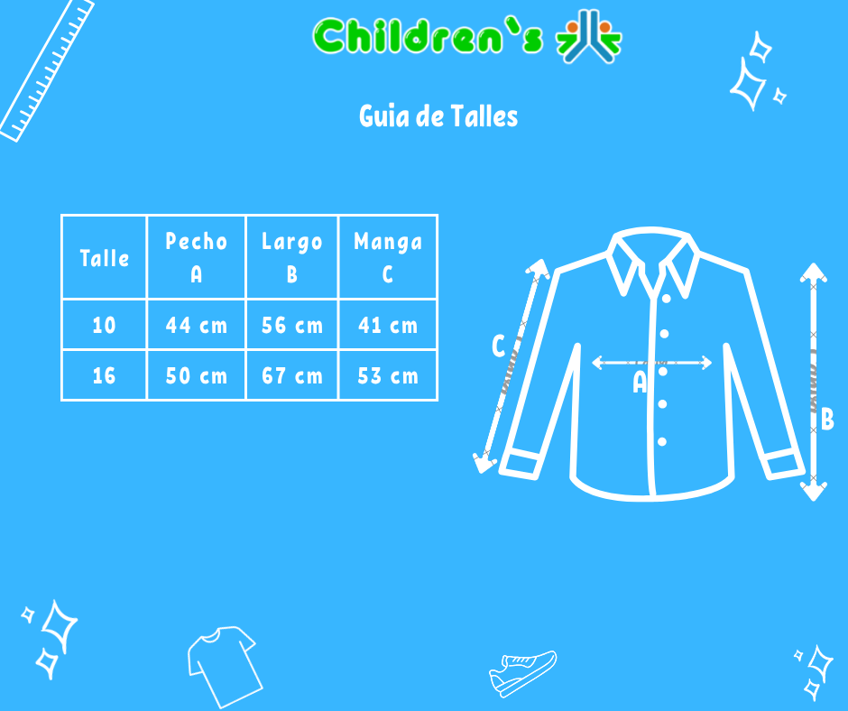 Guia de talles Camisa Manga Larga Franjas Horizontales