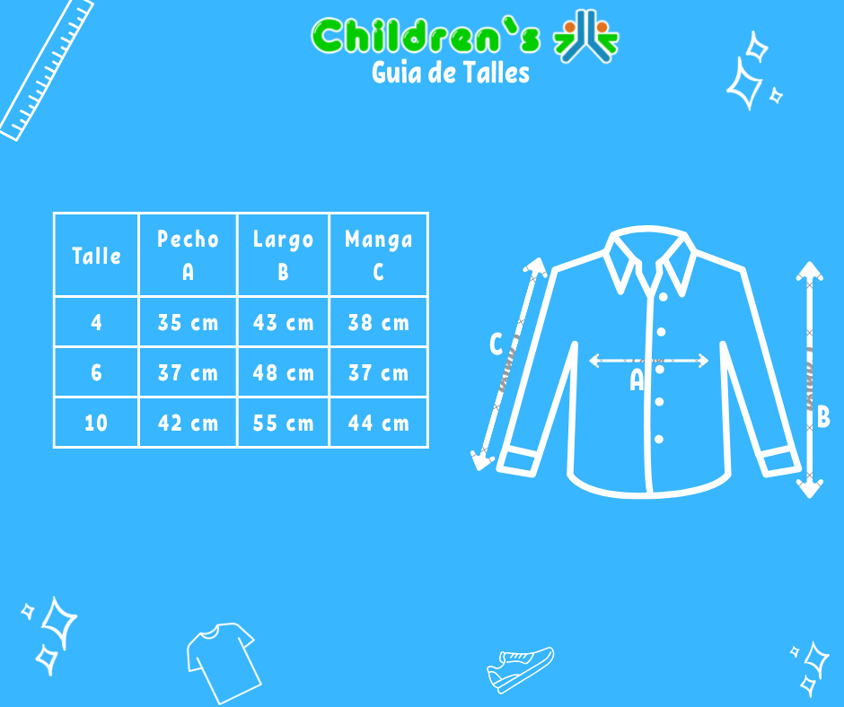 Guia de talles Camisa Manga Larga Rayada