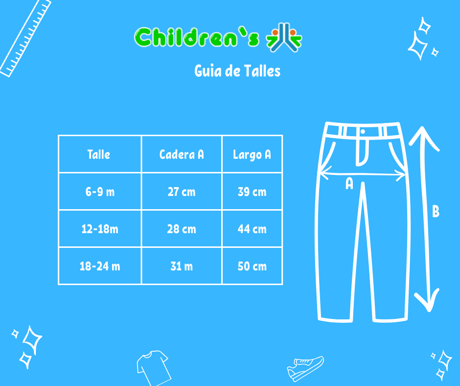Guia de talles Pantalon de Corderoy Bolsillos Bordados