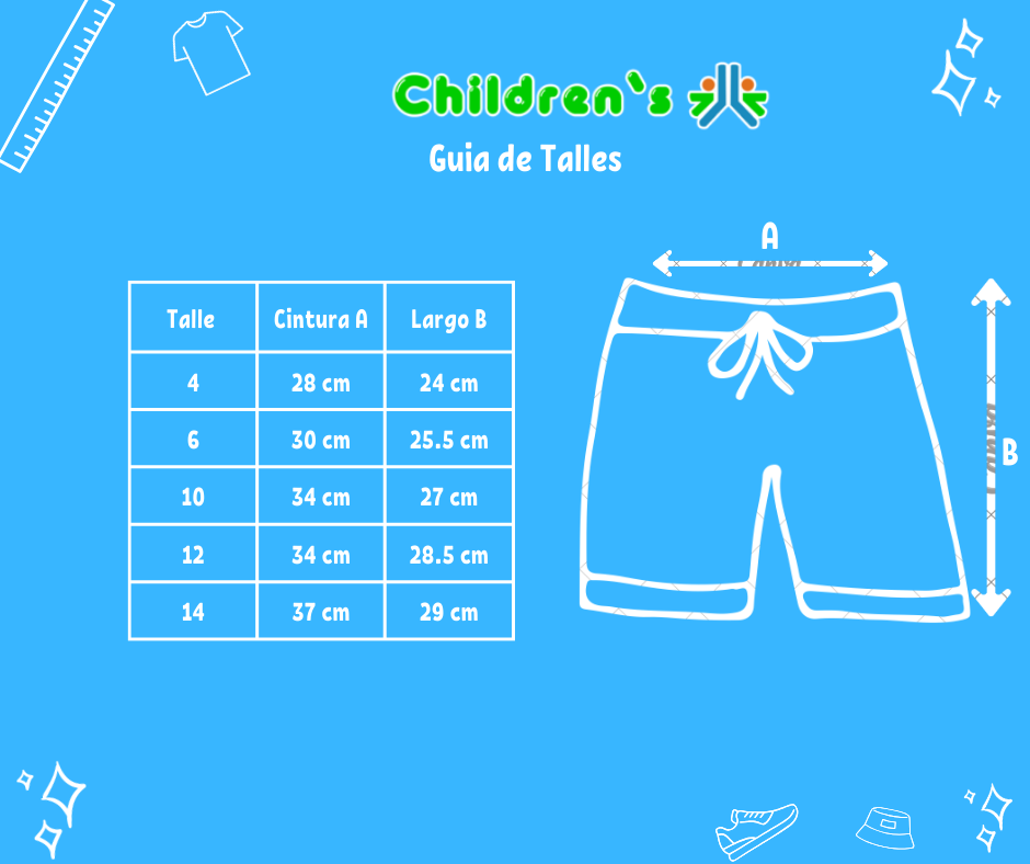 Guia de talles Short De Baño Secado Rapido Con Cintura Elastizada y Suspensor