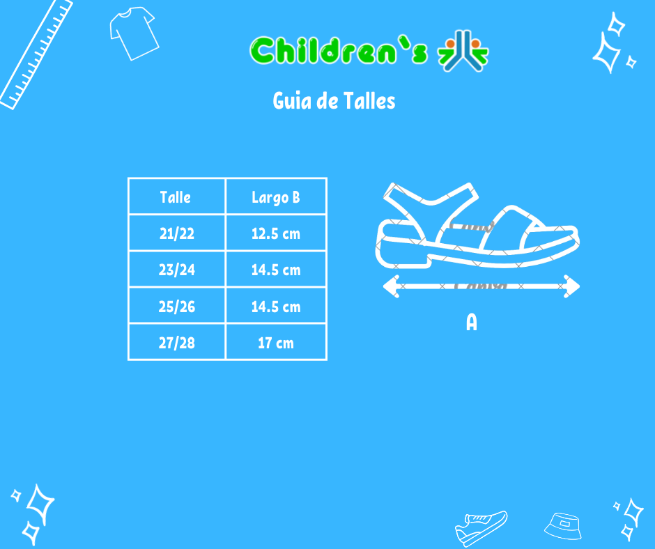 Guia de talles Sandalia Todo Goma - Velcro - Auto Estampado