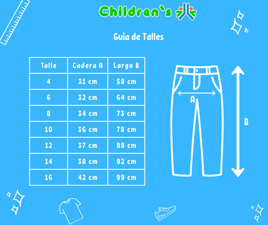 Guia de talles Pantalon Gabardina Spandex