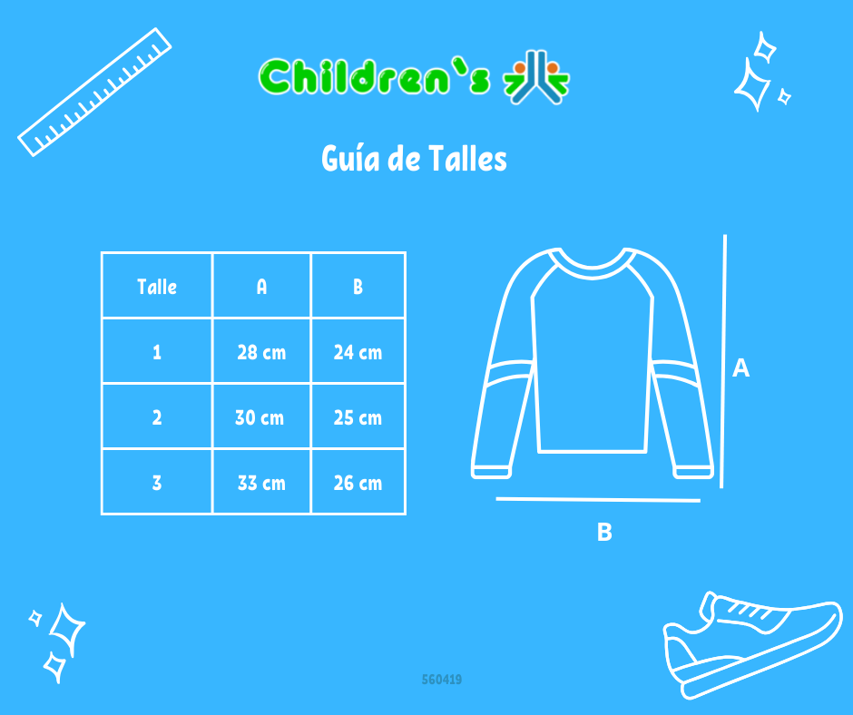 Guia de talles Remera Manga Larga Modal de Conejita