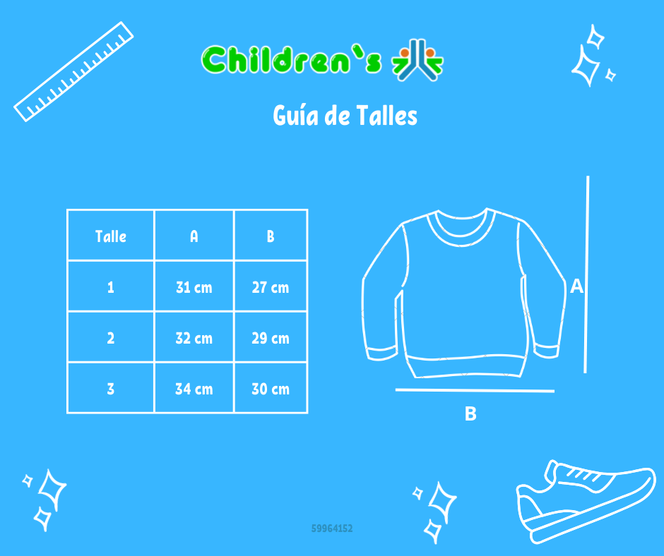 Guia de talles Buzo de Algodon Frizado Sin Capucha Arañas