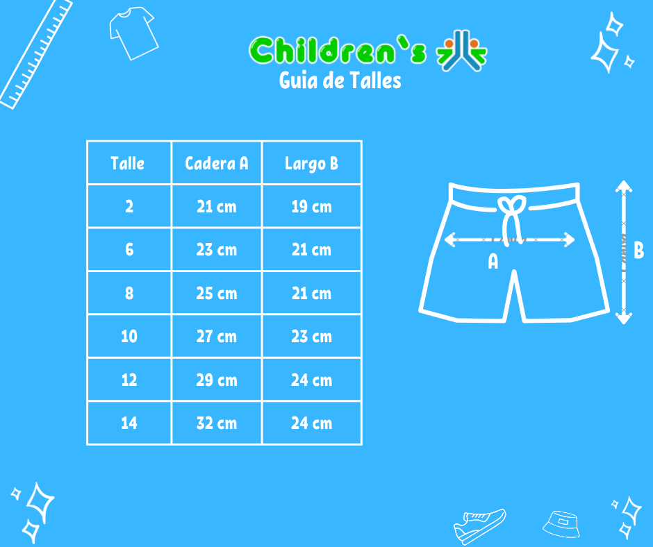 Guia de talles Short Rustico Estampado Con Cintura