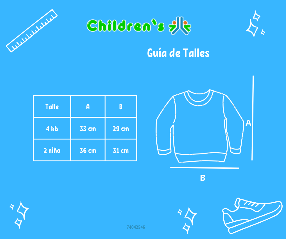 Guia de talles Buzo de Algodon Frizado Sin Capucha Estampado Nena y Mariposa