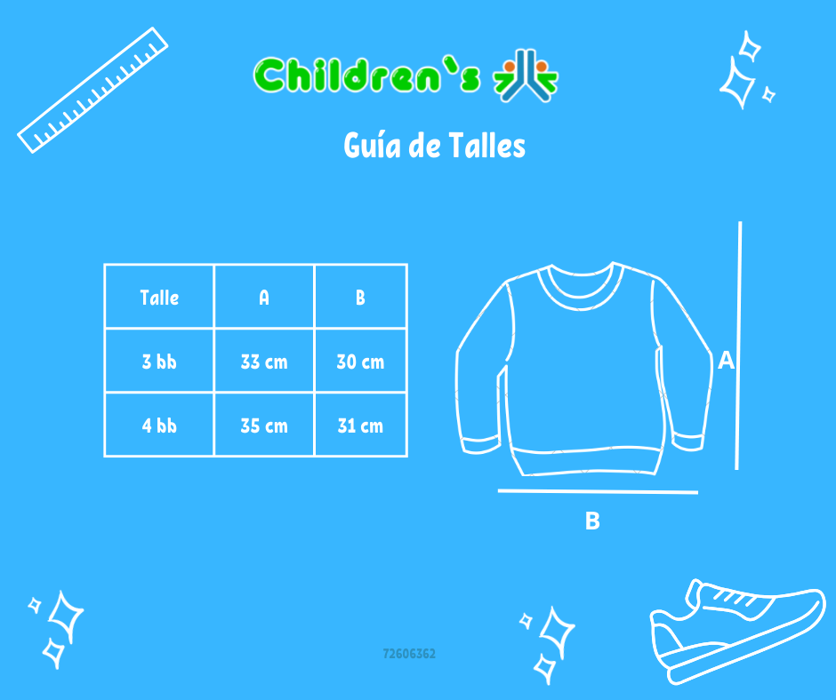 Guia de talles Buzo de Algodon Frizado Sin Capucha Estampado