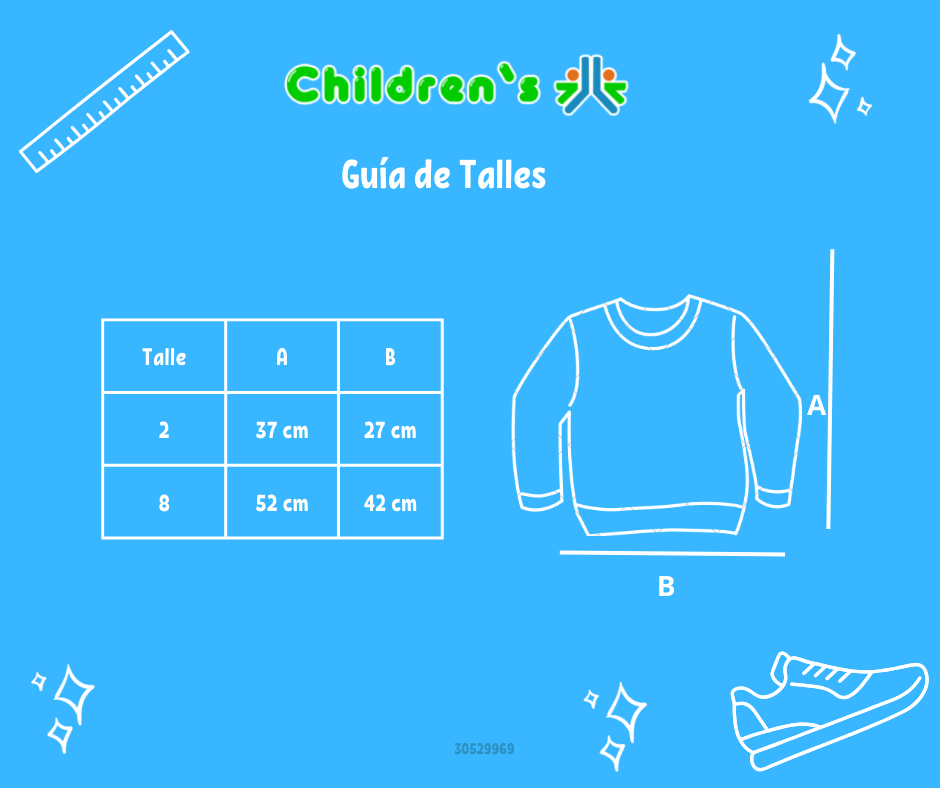 Guia de talles Buzo de Algodon Frizado Sin Capucha Bordado