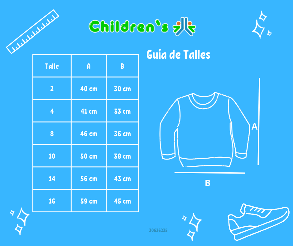 Guia de talles Buzo de Algodon Frizado Sin Capucha Estampado Rust