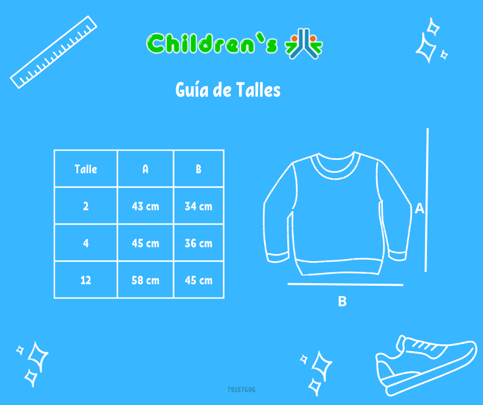 Guia de talles Buzo de Algodon Frizado Sin Capucha Estampado Mariposas Con Brillo