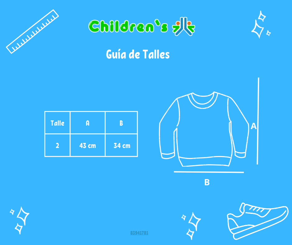 Guia de talles Buzo de Algodon Frizado Combinado Estampado Outdoor