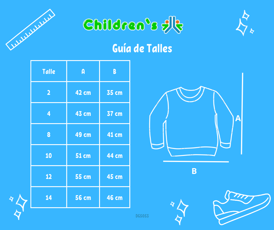 Guia de talles Buzo de friza estampado para varon cuello Volcado