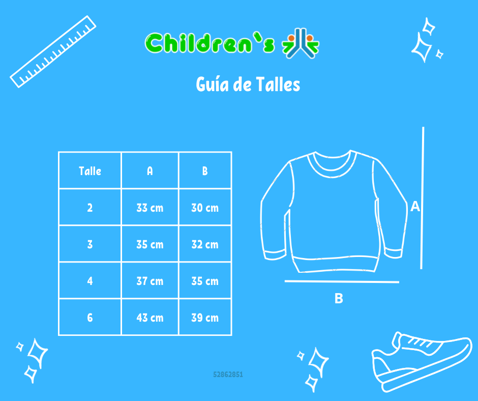 Guia de talles Buzo de Algodon Frizado Sin Capucha Estampado