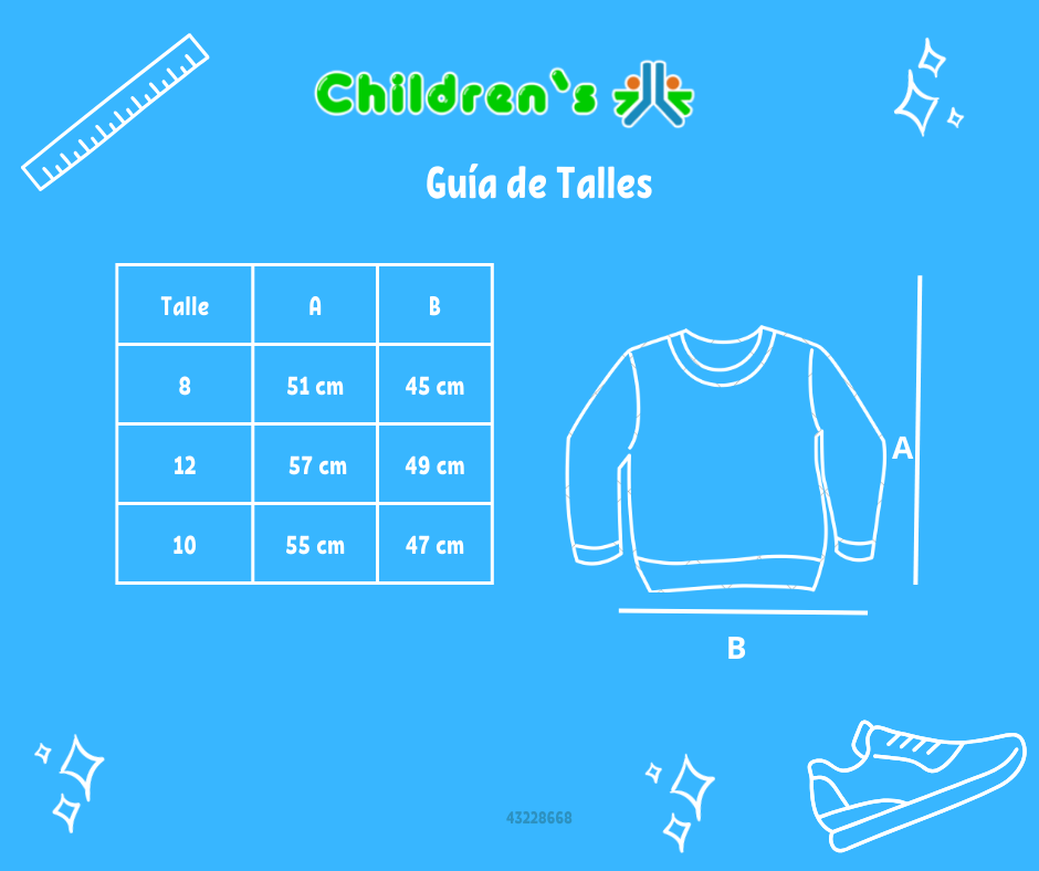 Guia de talles Buzo de Algodon Frizado Estampado R