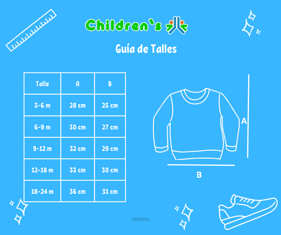 Guia de talles Buzo de Algodon Con Friza Sin Capucha Estampado