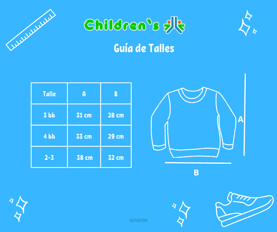 Guia de talles Buzo de Algodon Frizado Estampado Auto