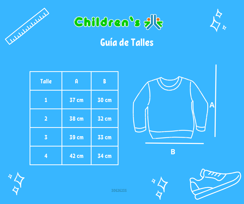 Guia de talles Buzo de Algodon Frizado Estampado Oso y Juguetes