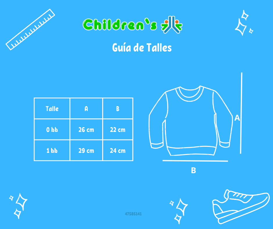 Guia de talles Buzo de Algodon Frizado Estampado Osos