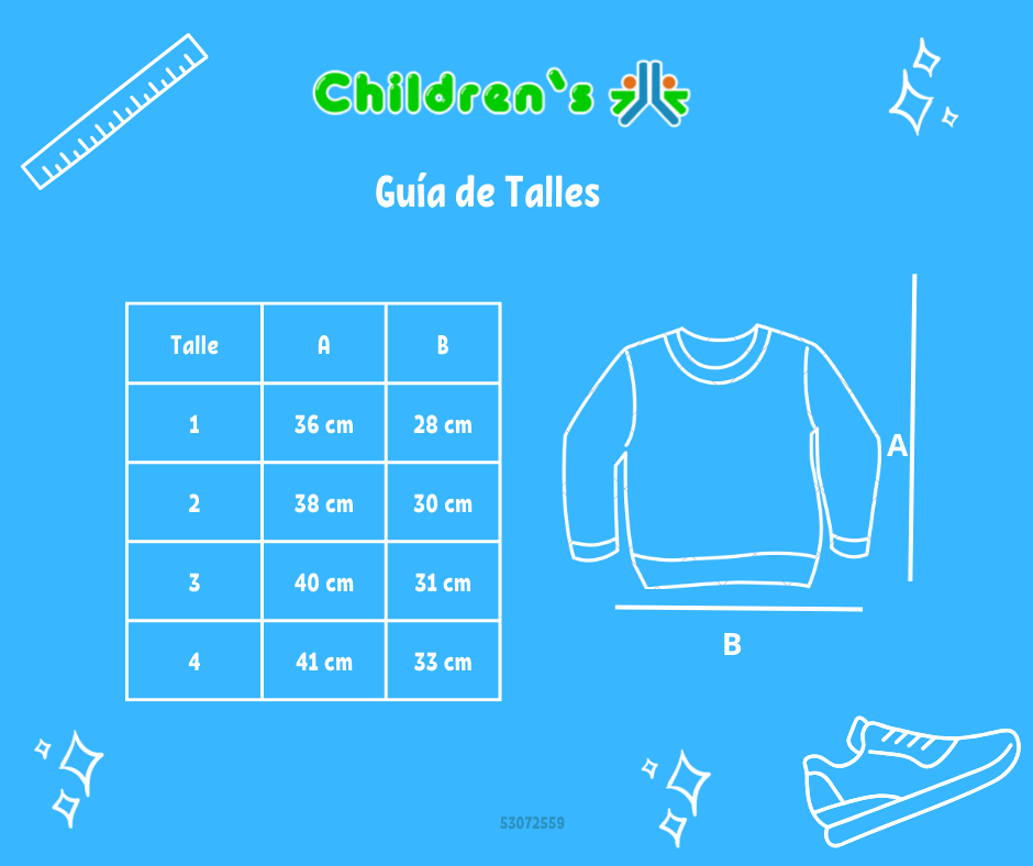 Guia de talles Buzo de Algodon Con Friza Estampado Junior Has It All