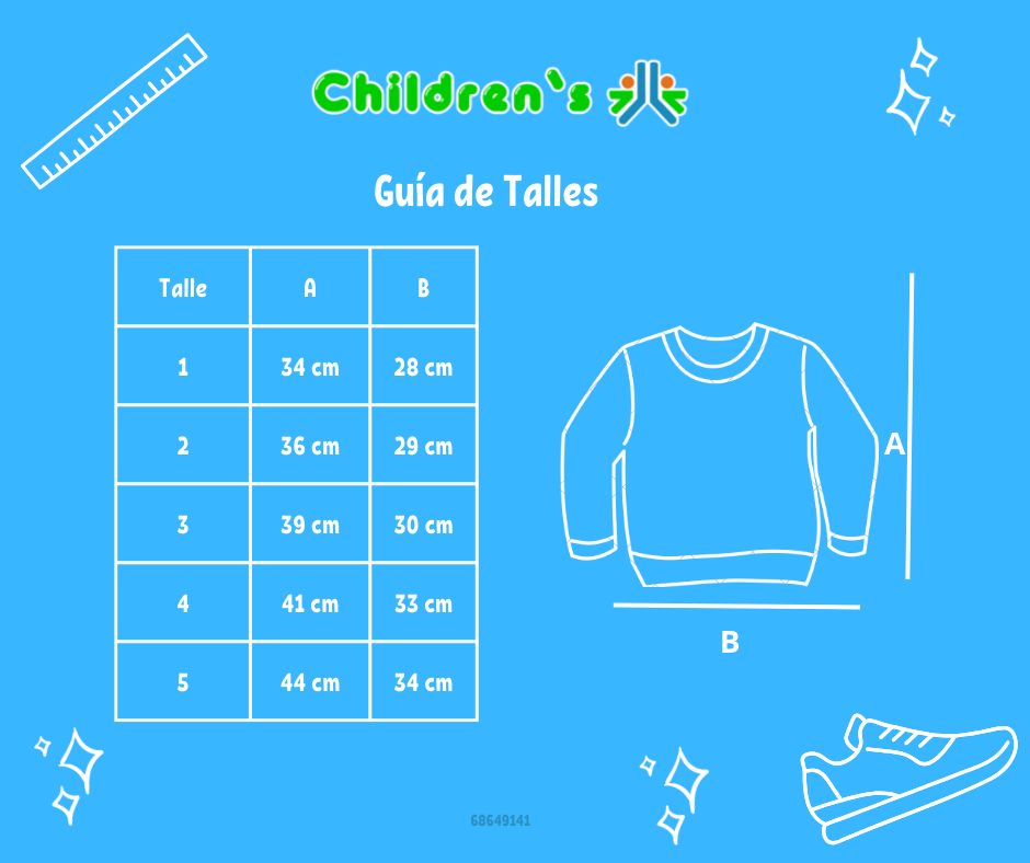 Guia de talles Buzo Invierno Base con estampado Casas