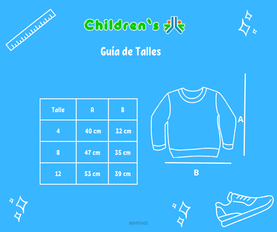 Guia de talles Buzo de Algodon Frizado Estampado Corona y Brillo