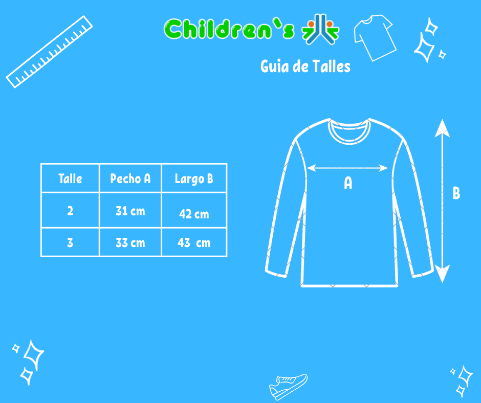 Guia de talles Buzo de Polar Estampado Cereza - Manzana - Corazon