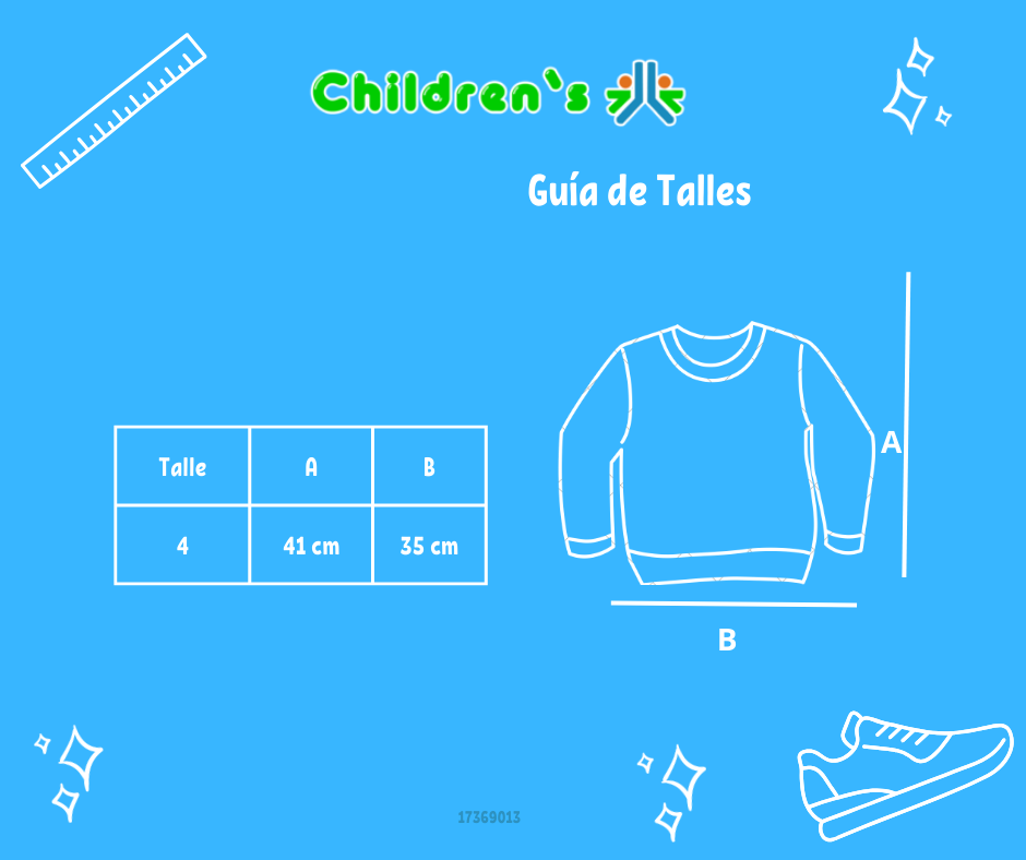 Guia de talles Buzo de Algodon Frizado Tipo Polera Estampado Mandala Con Brillo