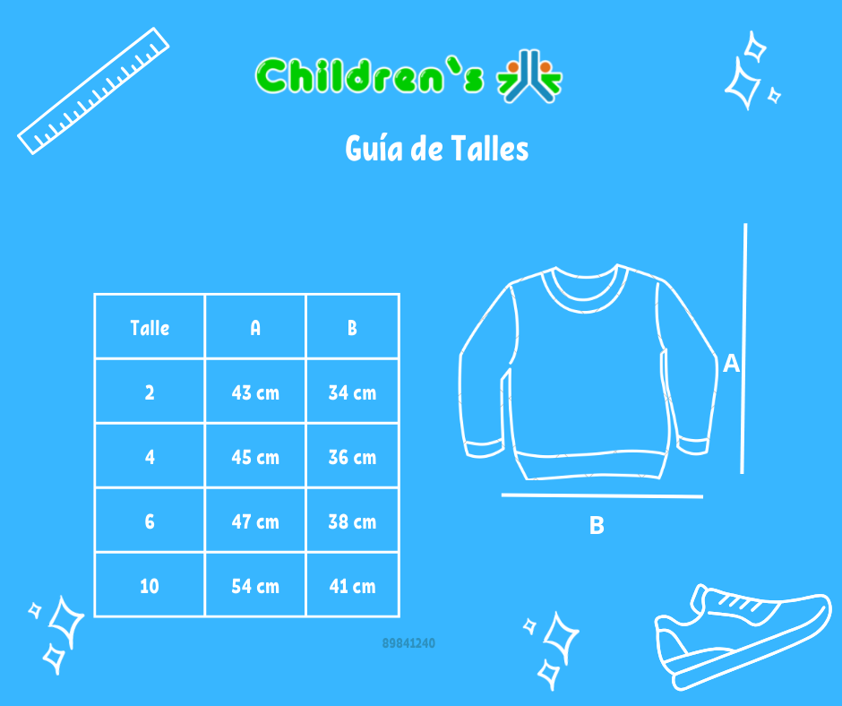 Guia de talles Buzo de Algodon Frizado Estampado 29 Metalico