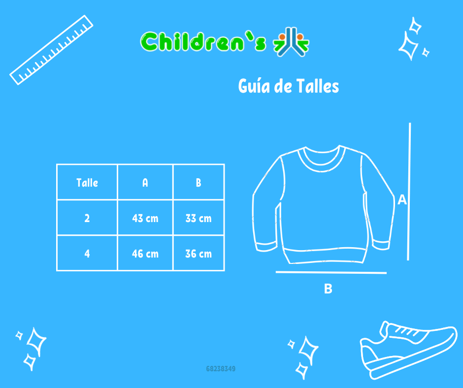 Guia de talles Buzo de Algodon Frizado Estampado Flores Con Brillo