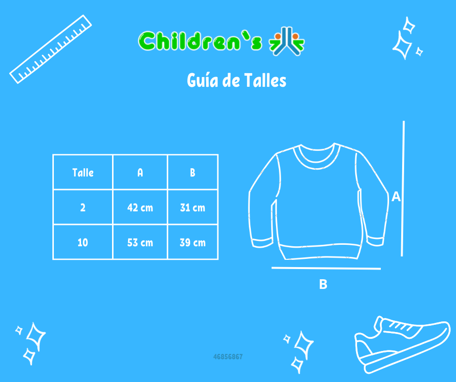 Guia de talles Buzo de Algodon Frizado Estampado Metalizado Lovely