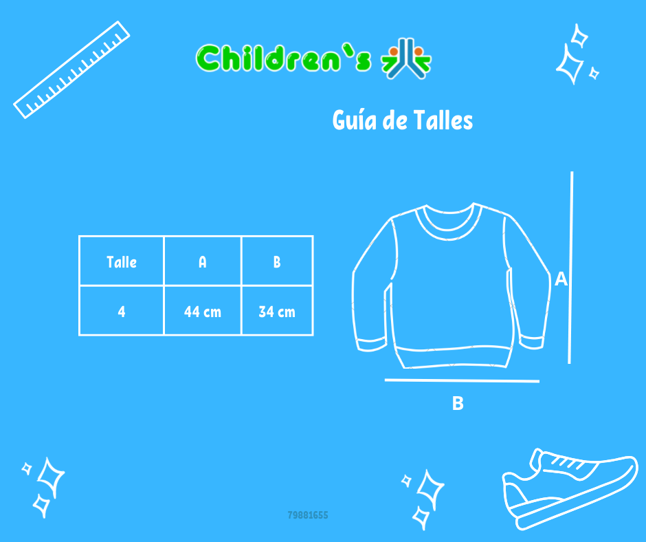 Guia de talles Buzo de Algodon Frizado Estampado Nena Con Anteojos