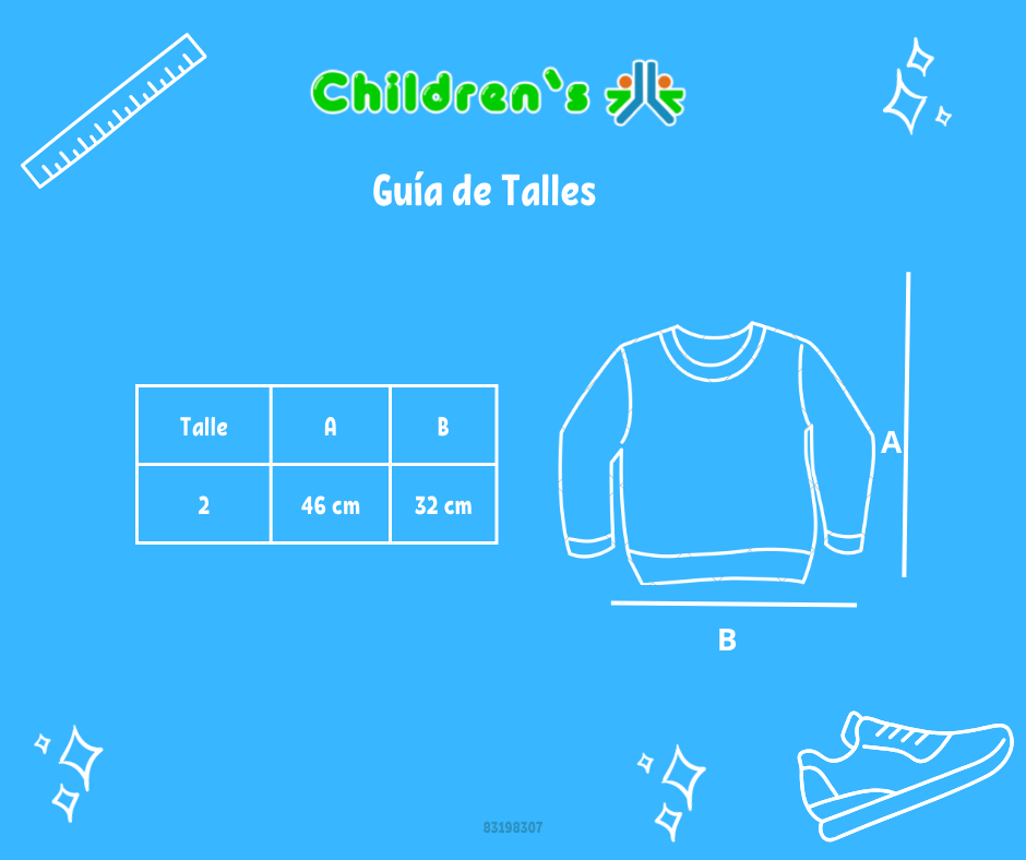 Guia de talles Buzo de Algodon Frizado Estampado Nena Con Brillo