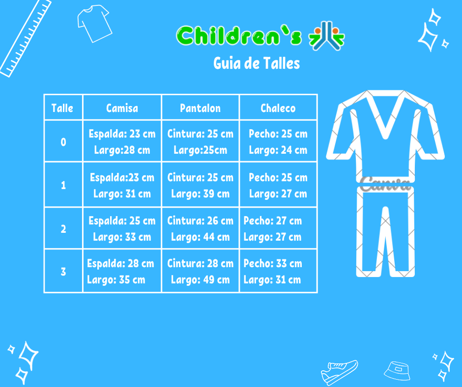 Guia de talles Conjunto Bautismo 3 piezas corderoy - Varon