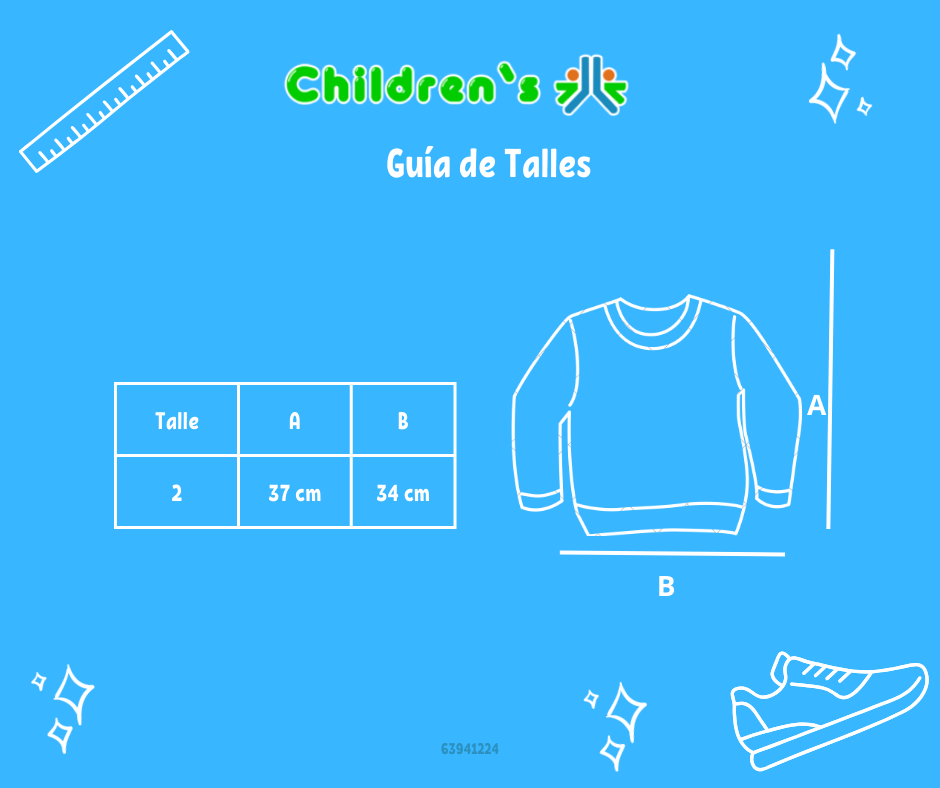 Guia de talles Buzo de Algodon Frizado Estampado 1 "League"