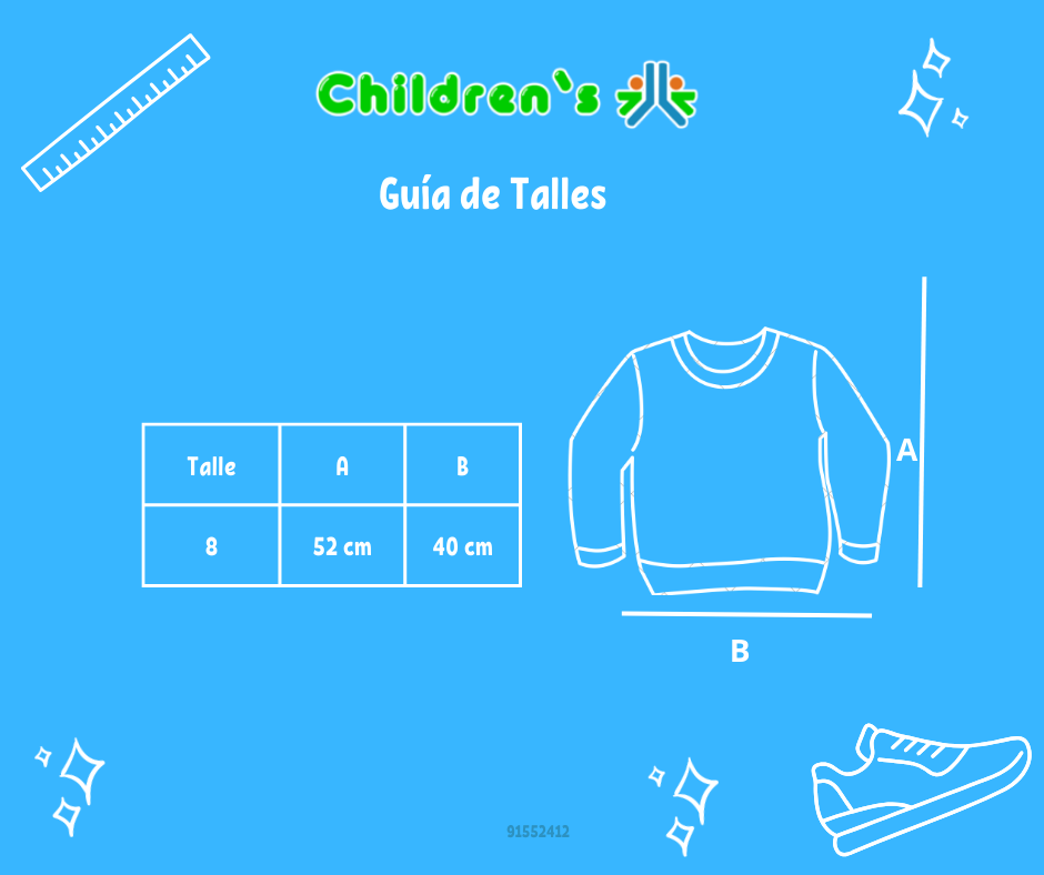 Guia de talles Buzo de Algodon Frizado Tipo Chomba Estampado