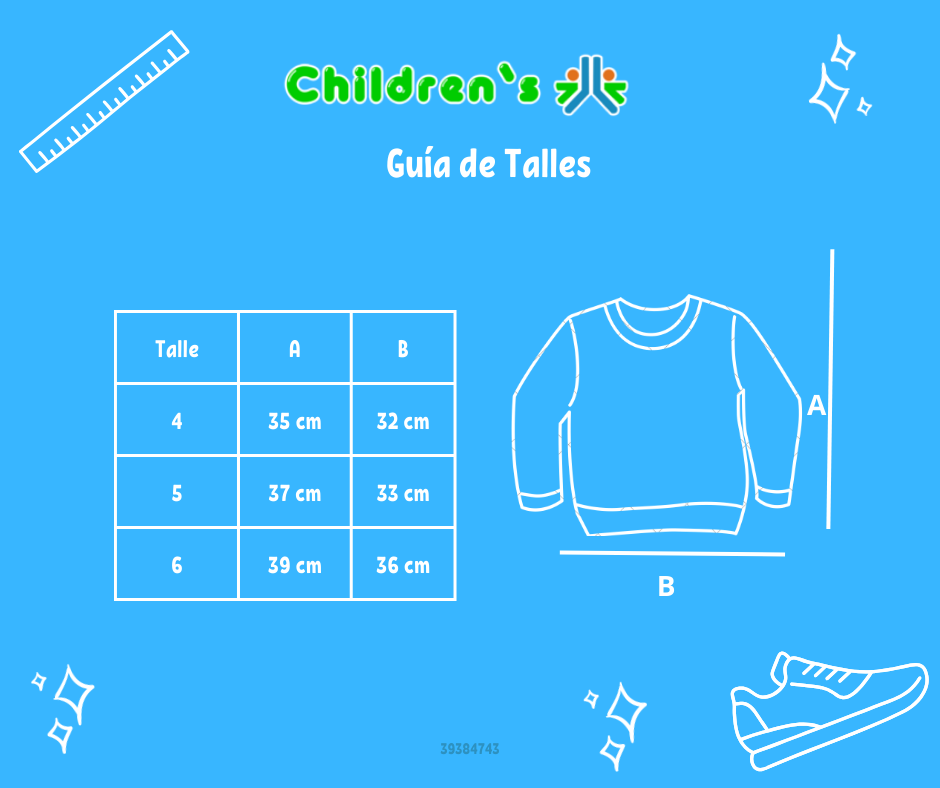 Guia de talles Buzo de Algodon Frizado Estampado Sky