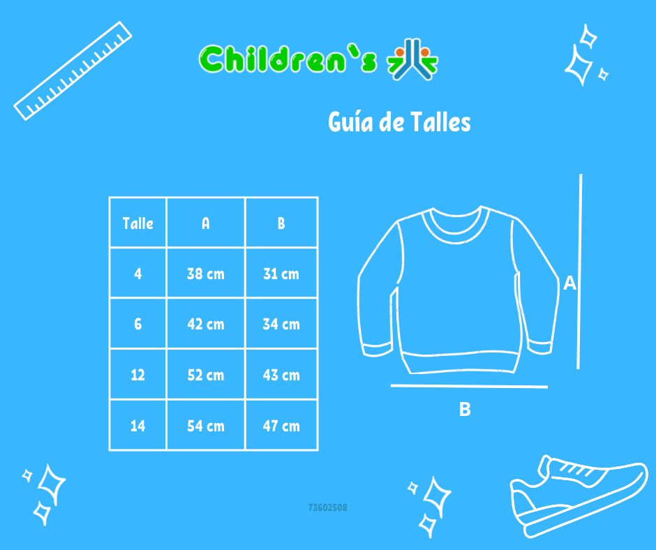 Guia de talles Buzo de Algodon Frizado Con Flores Bordadas y Brillo