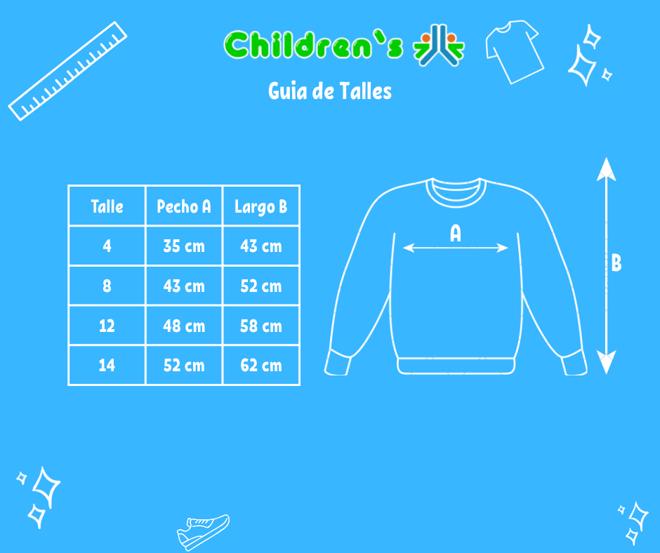 Guia de talles Buzo de Algodon Rustico Con Espadas Bordadas