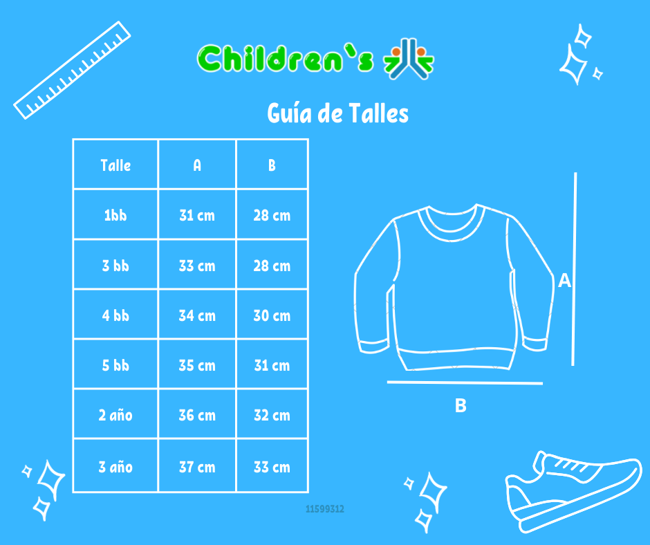 Guia de talles Buzo de Algodon Frizado Liso