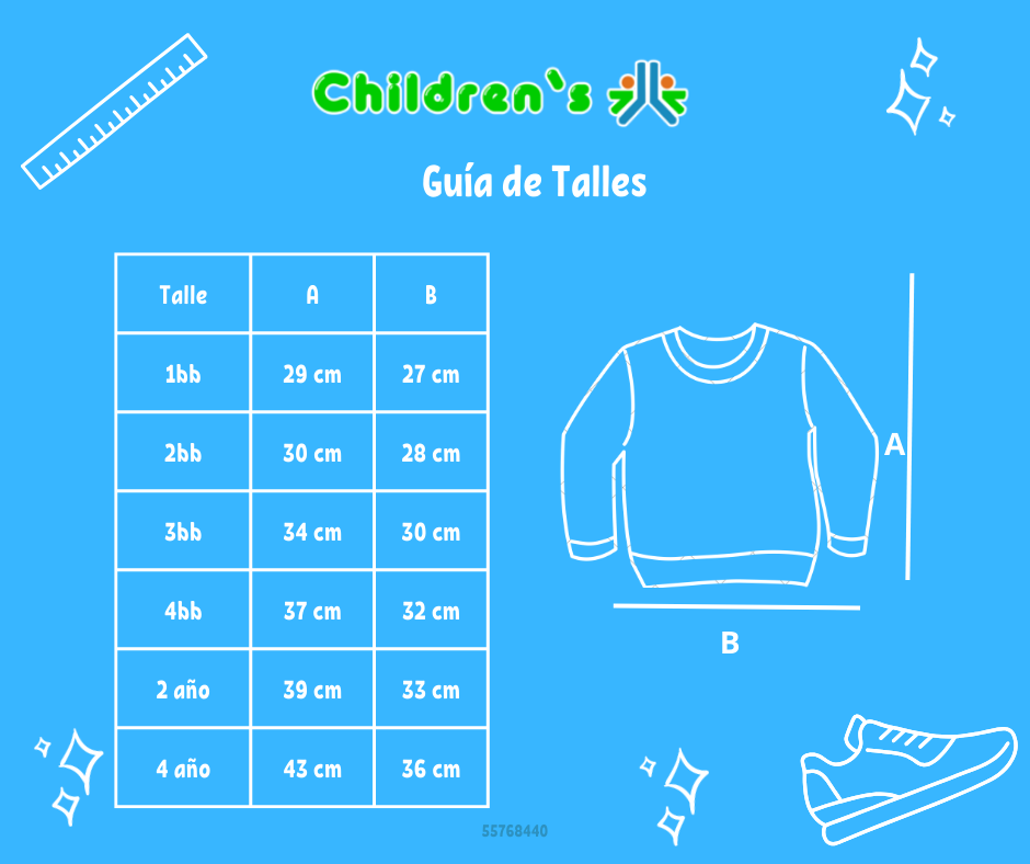 Guia de talles Buzo de Algodon Frizado Estampado Osos "A"