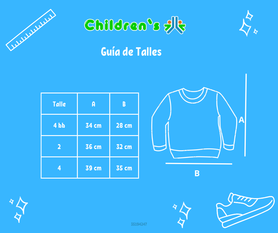 Guia de talles Buzo de Algodon Frizado Con Aplique de Oveja