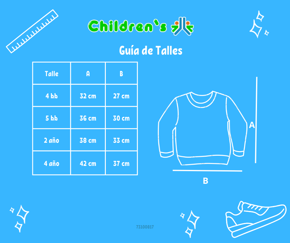 Guia de talles Buzo de Algodon Frizado Con Aplique de Dragon