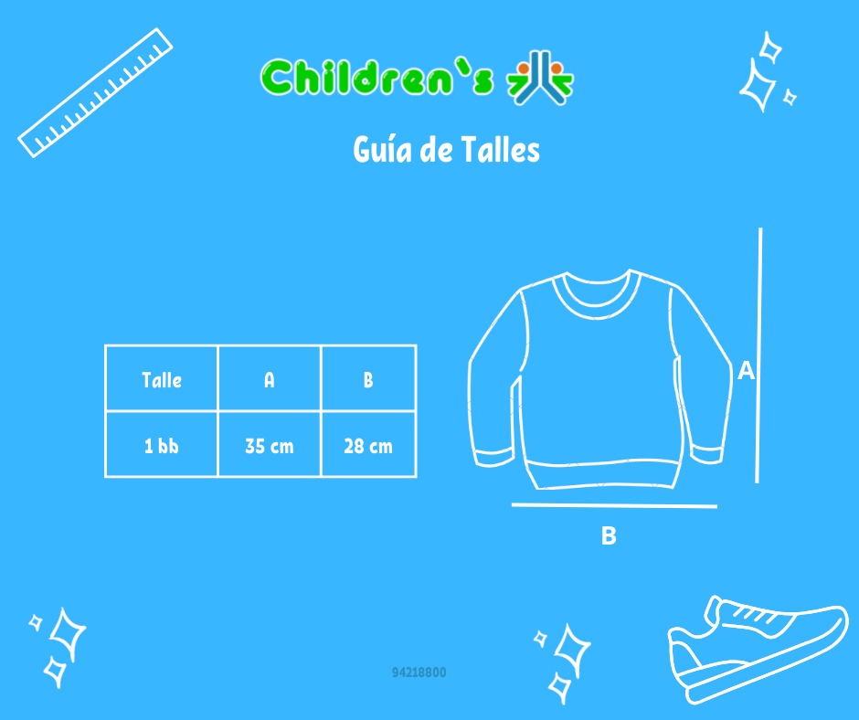 Guia de talles Buzo de Acetato Frizado Estampado Osos "Sweet Baby"