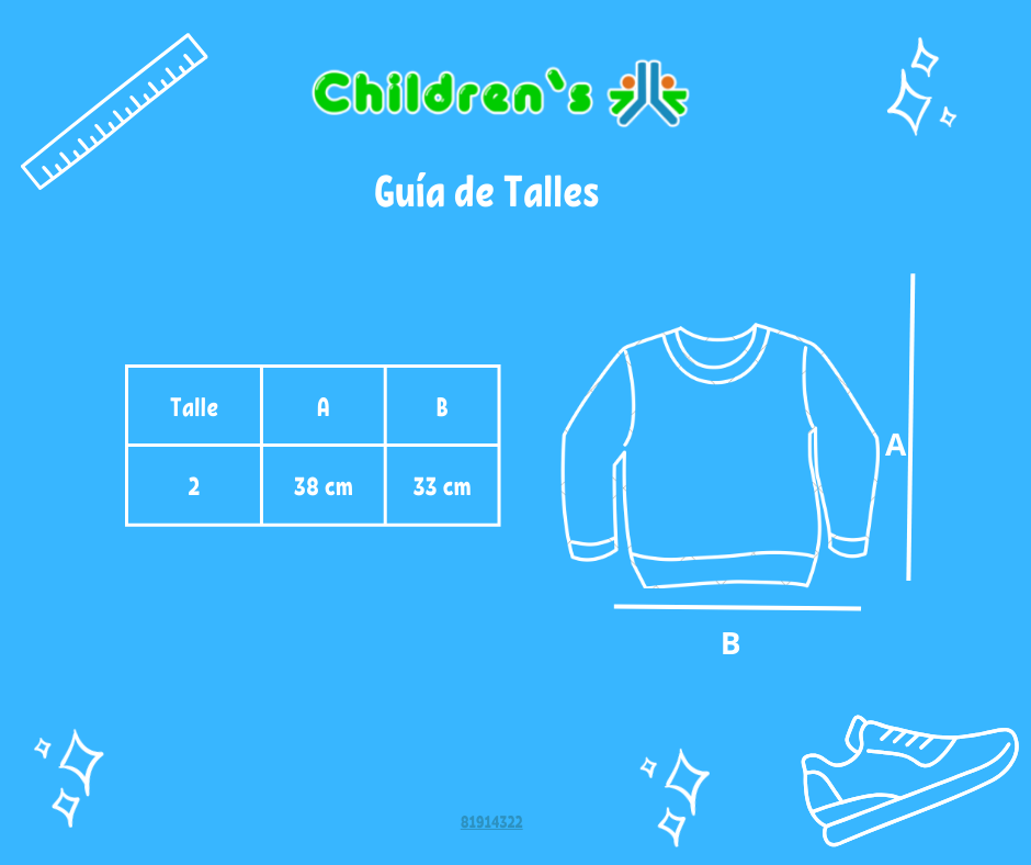 Guia de talles Buzo de Algodon Frizado Estampado Con Oso