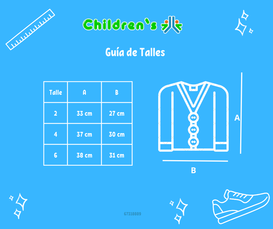 Guia de talles Saquito Cashmilon Tejido con  Flores Bordadas