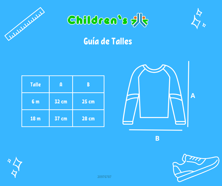 Guia de talles Remera Manga Larga Combinada