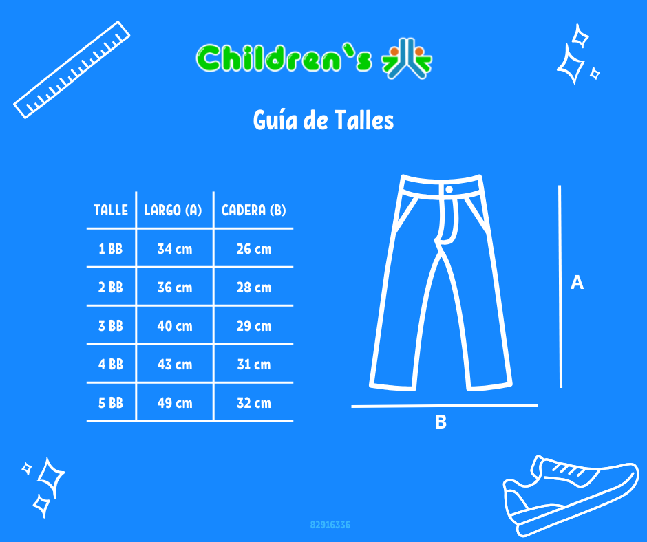 Guia de talles Pantalon de Corderoy Semi Elastizado con Broches