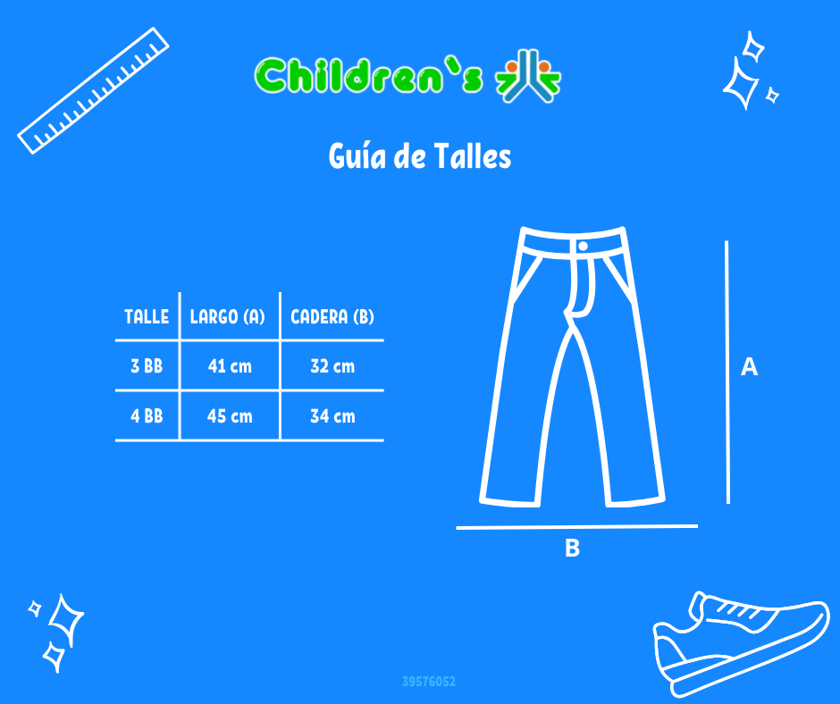 Guia de talles Pantalon de Corderoy con Elastico Bordado Flores